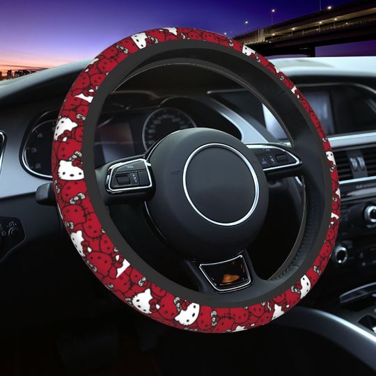 Hello Kitty Elastic Braid On The Steering Wheel Cover