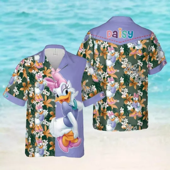 Lovely Daisy Duck Tropical Flowers Summer Vacation Aloha Hawaiian Shirt
