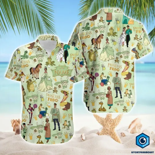 Princess and the Frog Hawaiian Button Down Shirt Unisex