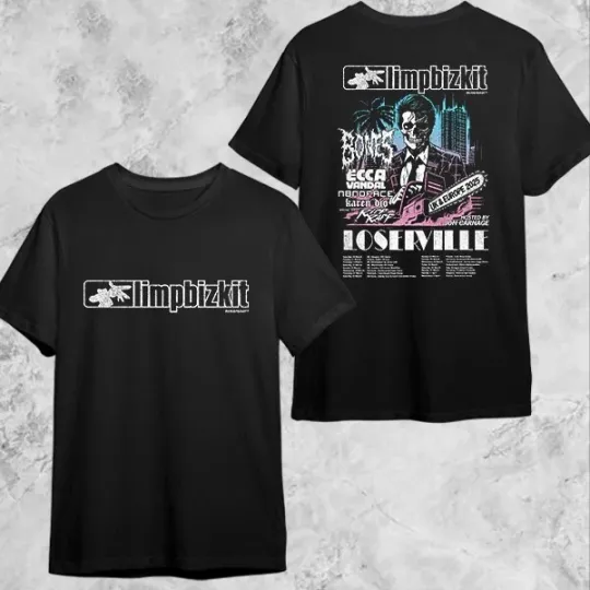 HOT! Limp Bizkit UK And Europe Tour Dates 2025 Fan Gifts 2 Sides Classic T-Shirt