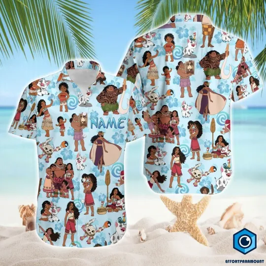 Moana Summer Hawaiian Button Down Shirt Unisex Adults