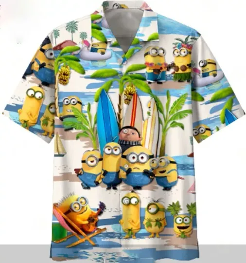 Summer Beach Minion Hawaiian Shirt Short Sleeves