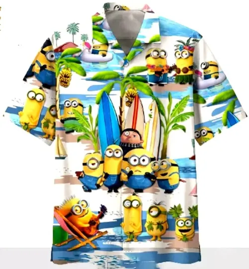 Summer Beach Minion Hawaiian Shirt Short Sleeves