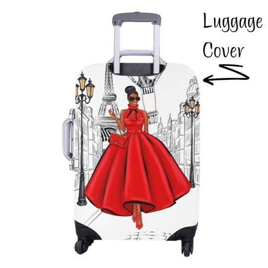 African American Suitcase Cover, Black Girl Luggage Cover, Suitcase Cover for Women, Black Girl in Paris, Luggage Cover for Suitcase