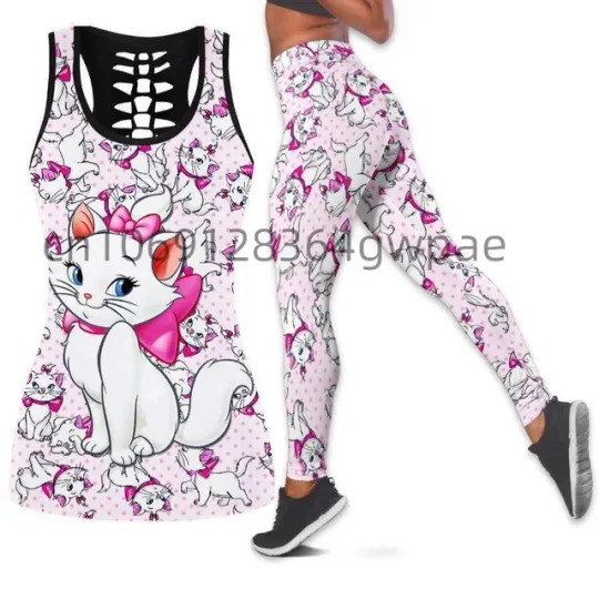 Disney Cat Hollow Tank Top Legging Set | Mother's Day Gift | Women's Day Gift