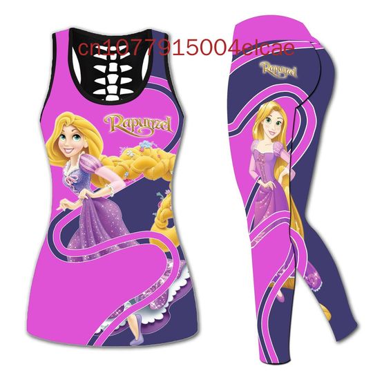 Disney Rapunzel Princess Hollow Tank Top Legging Sets