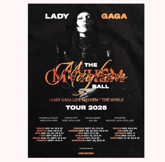 Ld ga The Mayhem Ball In The World Tour 2025 Poster