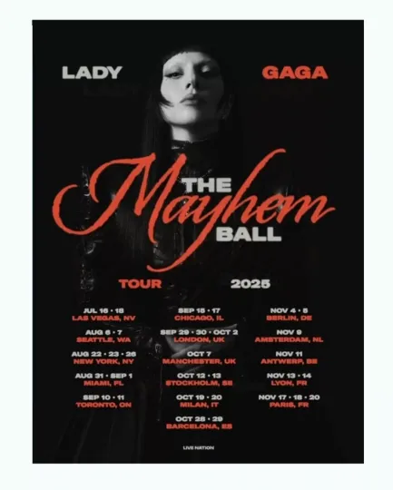 Ld ga The Mayhem Ball Tour 2025 Europe And North America Poster