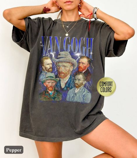 Van Gogh Shirt, 90s Bootleg Rap Tee, Comfort Colors Art Lover Gift for Artist or Art Teacher, Artwork Tshirt, Famous Painter Art Lover Shirt