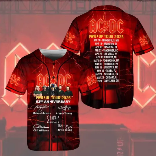 AC.DC Tour 2025 Baseball Jersey Rock Band Shirt Concert Gift for Music Fans