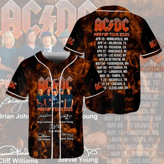 All Over Print Unisex AC.DC Tour 2025 Baseball Jersey Tee For Rock Fans