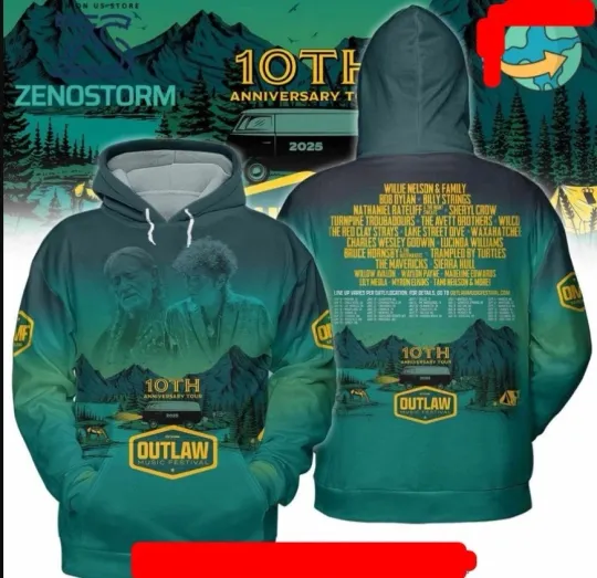 Outlaw Music Festival Tour 2025 Hoodie 3D, hot 3d gift for fan, all printed 3D
