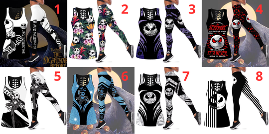 Jack Skellington Hollow Tank Top Legging Set | Mother's Day Gift | Women's Day Gift