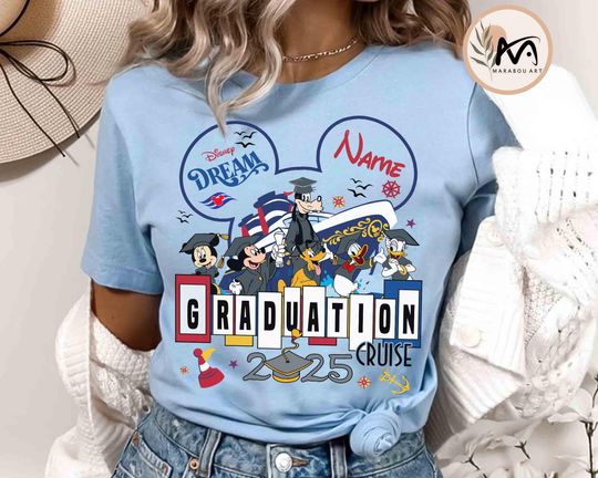 Personalized Graduation Disney Cruise Line Shirt, Mickey & Friends Graduate Senior Class of 2025 Trip, Family Cruise Vacation 2025 Shirt