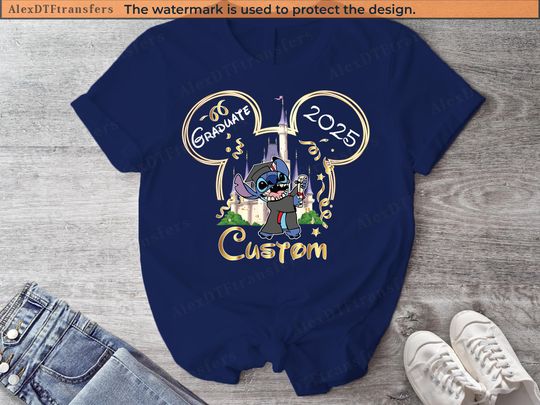 Personalized Stitch Graduation Shirt, Graduation Disney Class of 2025 Shirt, Disney Senior 2025 Shirts, 2025 Disney Graduate Family Shirt