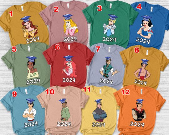 Disney Prince and Princess Graduate 2025 Shirt, Custom Disney Graduation Class Of 2025 Tee, Prince & Princess Senior Class Shirt