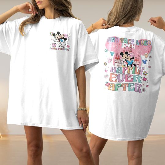 Disney Personalized Mickey And Minnie Couple Shirt, Happily Ever After Shirt, Wedding Happily Ever After Shirt, Castle Honeymoon Trip Shirt