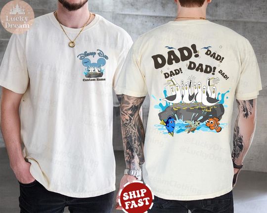 Personalized Two-sided Pixar Finding Nemo Seagull Dad Shirt, Father's Day Shirt, WDW Disneyland Dad Dad Dad Shirt, Family Matching Shirt