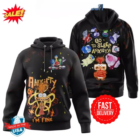 Inside Out Go To Sleep Anxiety Fan 3D Hoodie