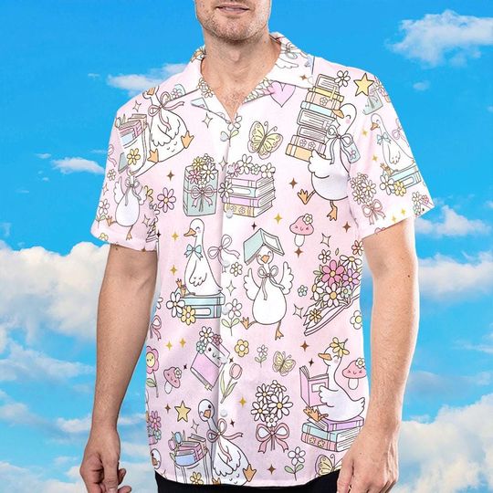 Silly Goose Reading Book Shirt, Funny Silly Goose Shirt, Coquette Goose Shirt, Reader Button Shirt, Funny Animal Shirt, Book Lovers Gift