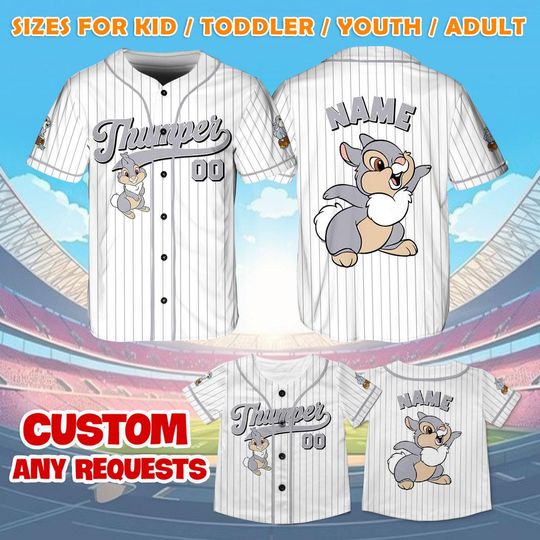 Bambi Thumper Jersey Shirt, Disney Bambi Baseball Jersey, Disney Thumper Rabbit Cosplay, Disney Trip Shirt, Magic Kingdom Shirt, QJ11