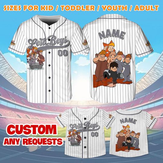 Peter Pan Lost Boys Jersey Shirt, Disney Peter Pan Baseball Jersey, Lost Boys Cosplay, Disney Family Shirts, Disney World Shirt, QJ14
