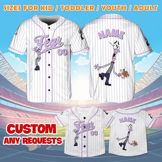 Pixar Inside Out Fear Jersey Shirt, Disney Inside Out Baseball Jersey, Disney Fear Cosplay, Disney Trip Shirt, Magic Kingdom Shirt, QJ09
