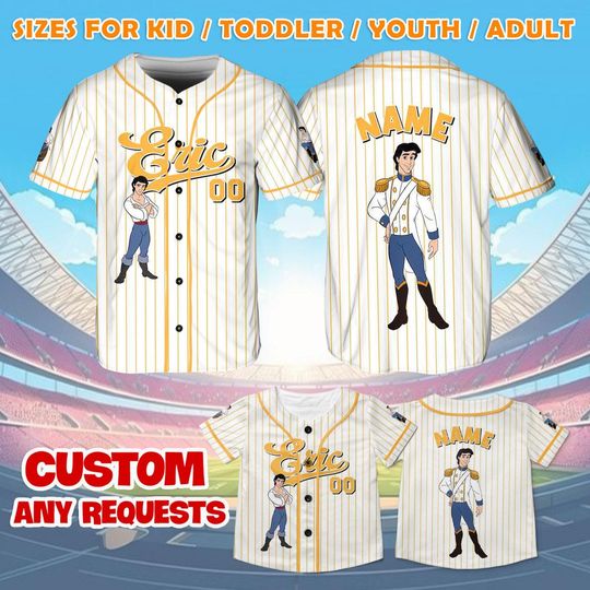 Little Mermaid Eric Jersey Shirt, Disney Little Mermaid Baseball Jersey, Prince Eric Cosplay, Disney Trip Shirt, Disney World Shirt, QJ07