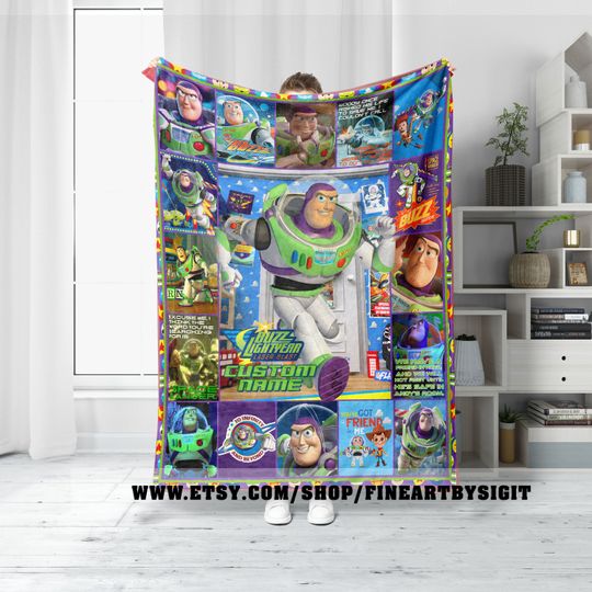 Personalized Disney Toy Story Buzz Lightyear Throw Blanket, Toy Story Throw Blanket, Toy Story Magic Kingdom Blanket, Toy Story Velveteen Blanket