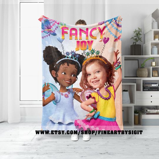 Fancy Nancy Custom Name And Photo Throw Blanket, Princess Personalized Girls Blanket, Disney Princess Blanket, Customized Photo Blanket With Face
