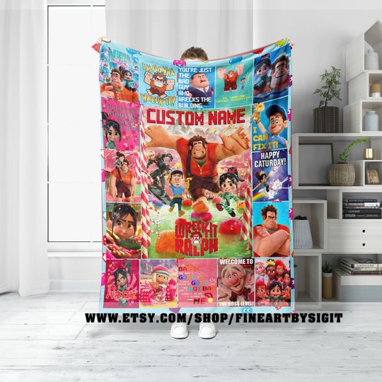 Personalized Wreck It Ralph Blanket, Wreck It Ralph Fan Gifts, Vintage Ralph And Felix Throw, Disney Family Ralph Birthday Boy Gifts