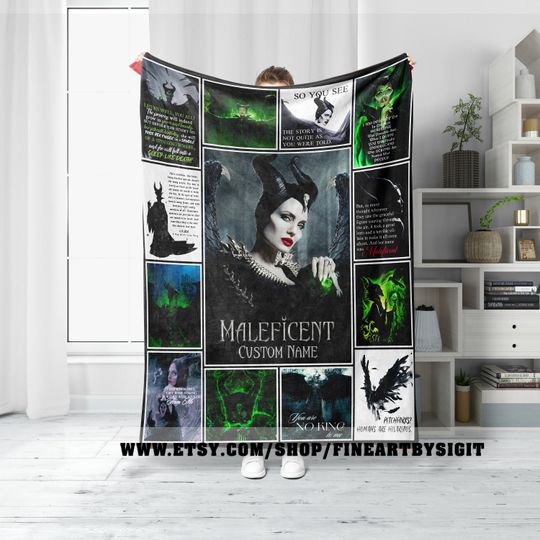 Custom Name Evil Queen Jafar Villains Throw Blanket, Magic Kingdom Villains Birthday Party Blanket, Halloween Scary Blanket