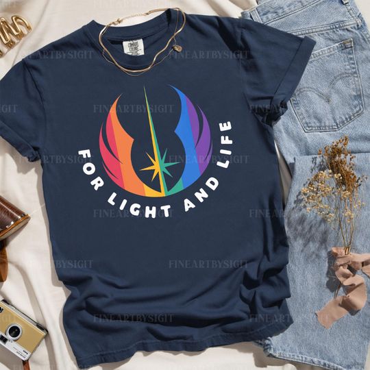 For Light And Life Rainbow Shirt, Star Wars Jedi Order Rainbow Symbol T-shirt, Star Wars Pride Month, Galaxy's Edge Trip