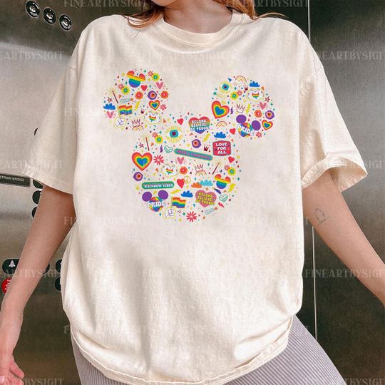 Rainbow Mickey Icon Doodles Dhirt, Disney Pride Month Comfort Colors Shirt, Mickey & Friends LGBT Pride, Disney Family Shirts
