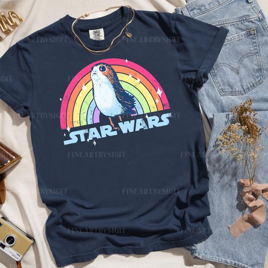 Porg Rainbow Pride Shirt, Star Wars Rainbow, Star Wars Pride Comfort Colors Shirt, Disney World Shirt, Disney Trip Shirt