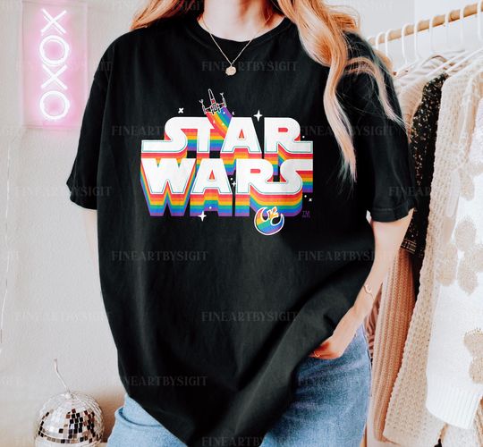 Star Wars Pride Rainbow Shirt, Rebel Symbol and X-Wing Fighter T-shirt, Star Wars LGBTQ, Star Wars Rainbow