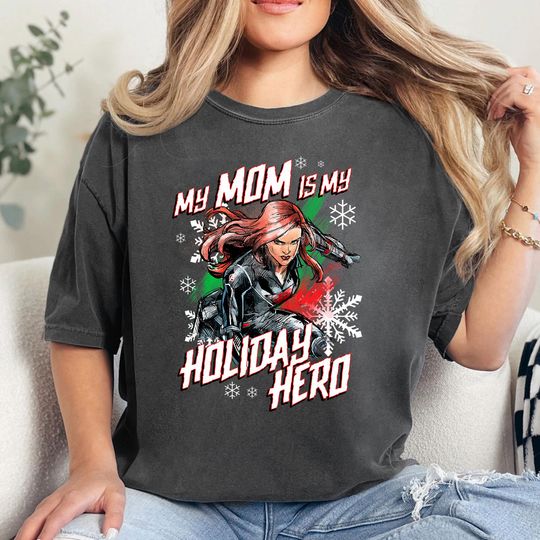 Marvel Black Widow Mom Holiday Hero Christmas Shirt, Natasha Romanoff Gift For Mom , Superhero, Marvel Mothers Day Merch