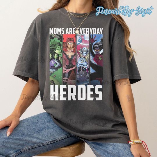 Marvel Avengers Moms Are Everyday Heroes Panels Shirt, Disney Comfort Corlor Shirt For Women, In My Mom Era Tee, First Time Mom Gift