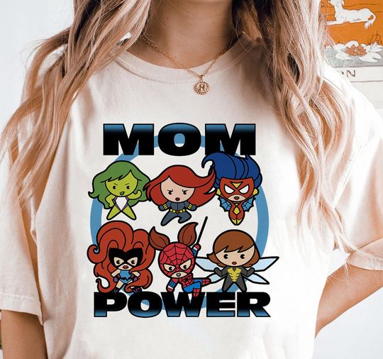 Marvel Mom Power Kawaii Group Shot Shirt, Disney Marvel Comfort Corlor Shirt For Mom, Happy Mothers Day, In My Mom Era