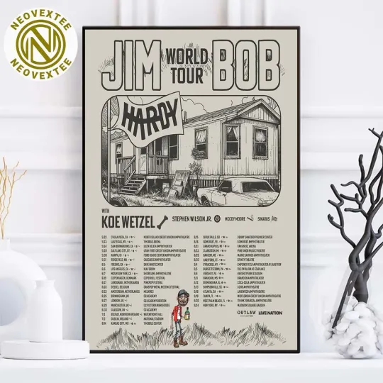 Discover NEW Hardyy Band Music Poster For Jim Bob World Tour 2025 List Dates Poster