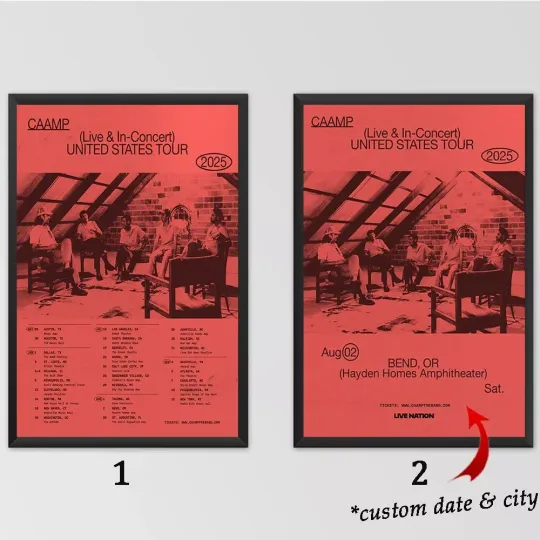 Custom Caamp Band United States Tour Dates 2025 Poster