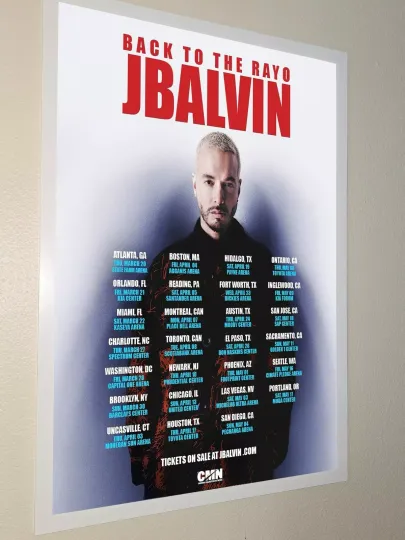 J Balvin Back To The Rayo Tour USA 2025 Poster, Home Decor
