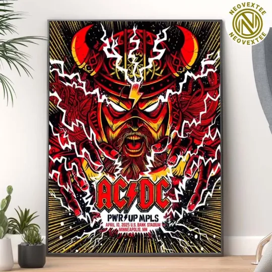 NEW Ac.Dc Minneapolis Mn Pwr Up Tour Poster At Us Bank Stadium 2025 No Frame