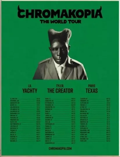 Tyler The Creator Chromakopia World Tour 2025 Poster