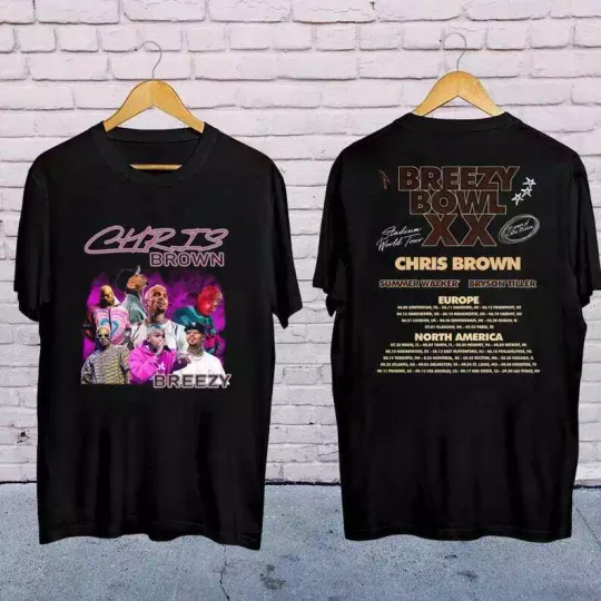 Chris Brown Tour 2025 2-Sided Shirt, Breezy Bowl XX Music Fan Gift Tee S-5XL