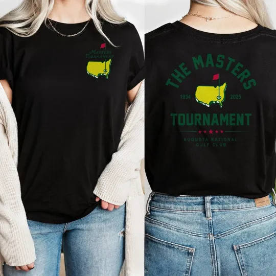 Augusta Masters Golf Shirt, 2025 Masters Golf Tournament Black T-shirt Gift mens