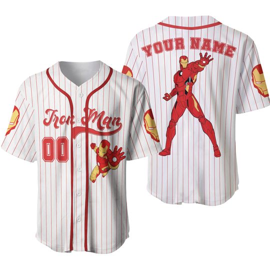 Custom Disney Marvel Iron Man Baseball Jersey, Personalized Disney Jersey, Gift For Kids Adult Unisex