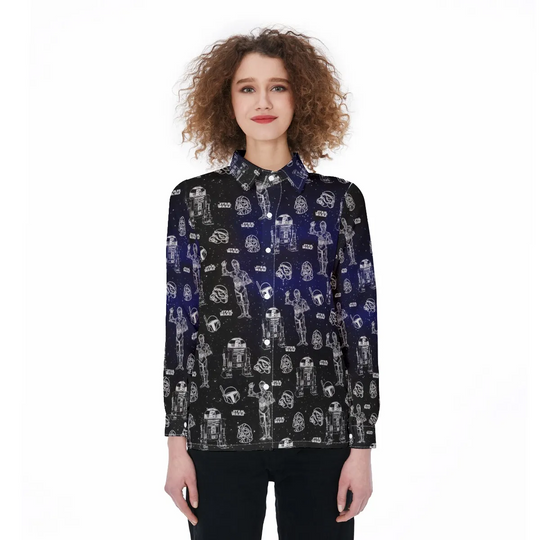 Star Wars Characters Shirt, Disney Movie Linen Shirt, Women Blouse, Tropical Shirt, Button Shirt, Summer Beach Shirt, Hawaiian Shirt