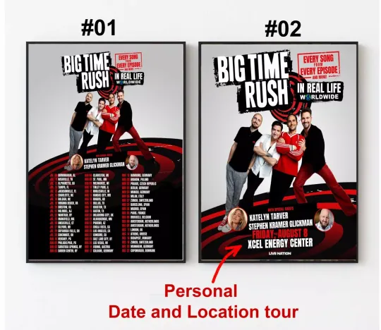 Big Time Rush in Real Life Worldwide 2025 Poster, Custom Date and City tour