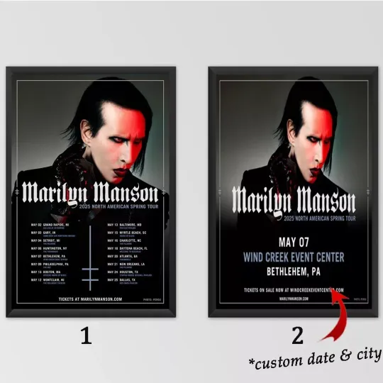 Custom Marilyn Manson 2025 North American Spring Tour Poster